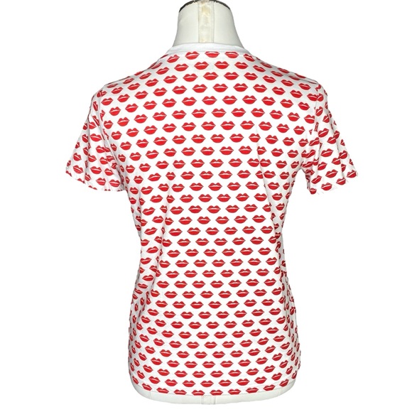 French Connection Red Lips Graphic Short Sleeve Tee Shirt - Picture 3 of 7